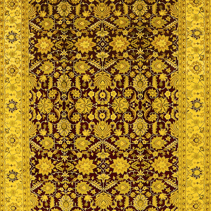 Machine Washable Oriental Yellow Industrial Rug, wshurb737yw