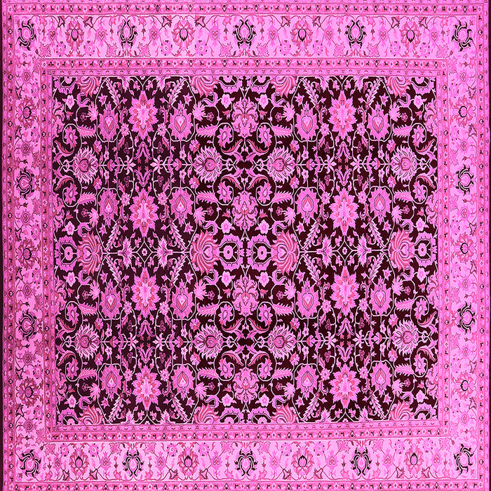Square Machine Washable Oriental Pink Industrial Rug, wshurb737pnk