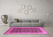 Machine Washable Oriental Pink Industrial Rug in a Living Room, wshurb737pnk