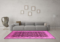 Machine Washable Oriental Pink Industrial Rug, wshurb737pnk