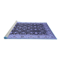Sideview of Machine Washable Oriental Blue Industrial Rug, wshurb737blu