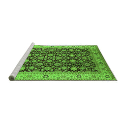 Sideview of Machine Washable Oriental Green Industrial Area Rugs, wshurb737grn