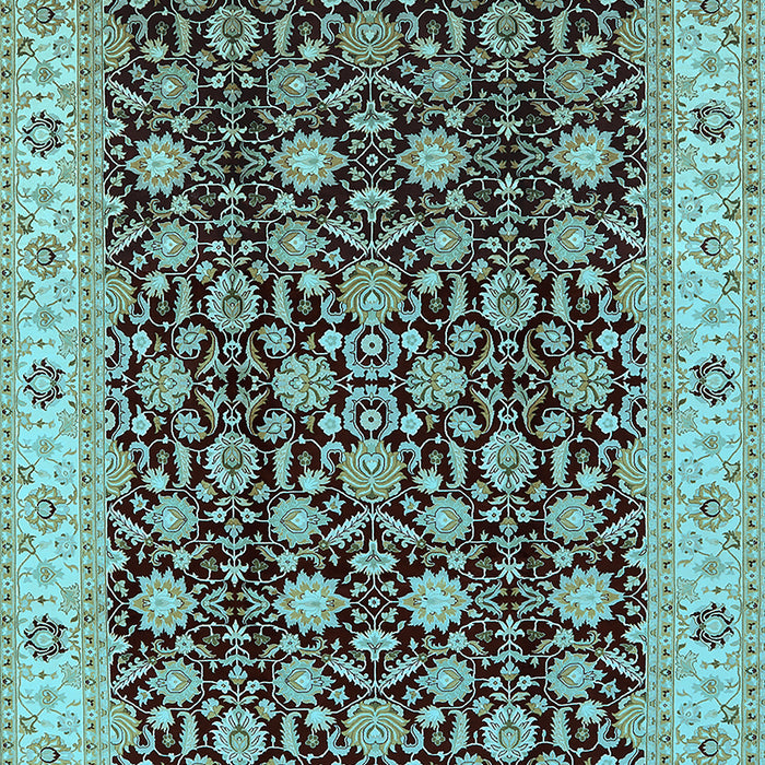 Machine Washable Oriental Light Blue Industrial Rug, wshurb737lblu
