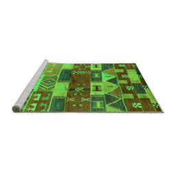 Sideview of Machine Washable Oriental Green Industrial Area Rugs, wshurb738grn