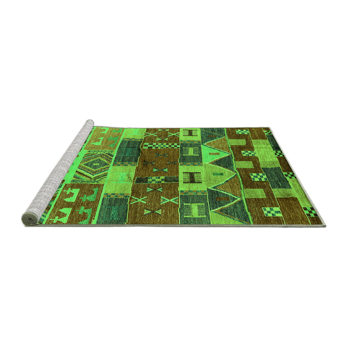 Sideview of Machine Washable Oriental Green Industrial Area Rugs, wshurb738grn