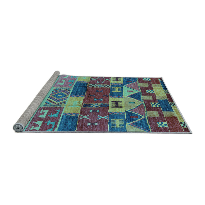 Sideview of Machine Washable Oriental Light Blue Industrial Rug, wshurb738lblu