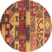 Round Oriental Brown Industrial Rug, urb738brn