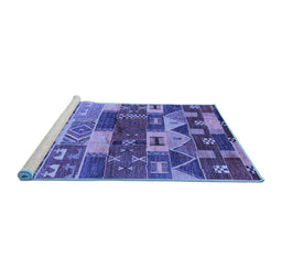 Sideview of Machine Washable Oriental Blue Industrial Rug, wshurb738blu