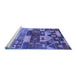 Sideview of Machine Washable Oriental Blue Industrial Rug, wshurb738blu