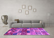 Machine Washable Oriental Purple Industrial Area Rugs in a Living Room, wshurb738pur