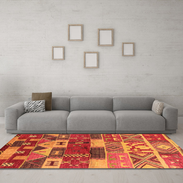 Machine Washable Oriental Orange Industrial Area Rugs in a Living Room, wshurb738org