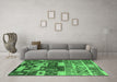 Machine Washable Oriental Emerald Green Industrial Area Rugs in a Living Room,, wshurb738emgrn