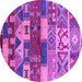 Round Machine Washable Oriental Purple Industrial Area Rugs, wshurb738pur