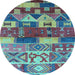 Round Oriental Light Blue Industrial Rug, urb738lblu