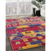 Mid-Century Modern Camel Brown Oriental Rug in Family Room, urb738