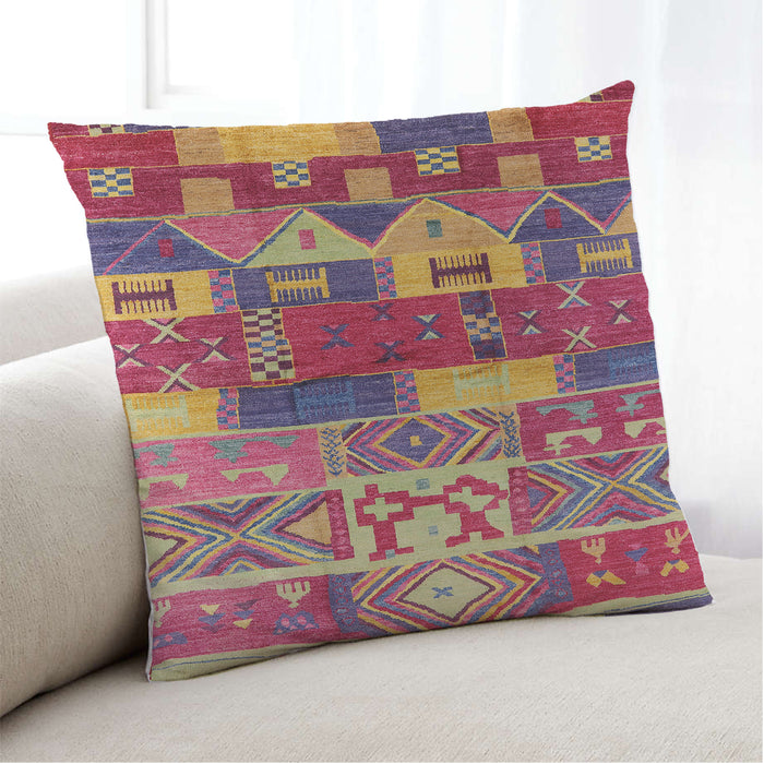 Lifestyle Image of Mid-Century Modern Urban Square Camel Brown Throw Pillow, 18 inch by 18 inch, pwurb738