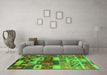 Machine Washable Oriental Green Industrial Area Rugs in a Living Room,, wshurb738grn