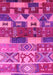 Machine Washable Oriental Pink Industrial Rug, wshurb738pnk
