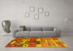 Machine Washable Oriental Yellow Industrial Rug in a Living Room, wshurb738yw