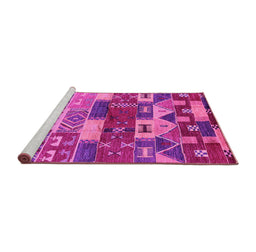 Sideview of Machine Washable Oriental Pink Industrial Rug, wshurb738pnk