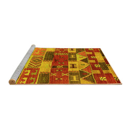 Sideview of Machine Washable Oriental Yellow Industrial Rug, wshurb738yw