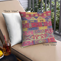 Front View of Mid-Century Modern Urban Square Camel Brown Throw Pillow, 18 inch by 18 inch, pwurb738