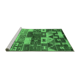 Sideview of Machine Washable Oriental Emerald Green Industrial Area Rugs, wshurb738emgrn