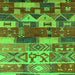 Square Machine Washable Oriental Green Industrial Area Rugs, wshurb738grn