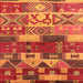 Square Machine Washable Oriental Orange Industrial Area Rugs, wshurb738org