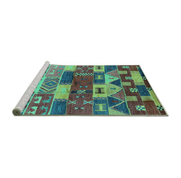 Sideview of Machine Washable Oriental Turquoise Industrial Area Rugs, wshurb738turq