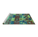 Sideview of Machine Washable Oriental Turquoise Industrial Area Rugs, wshurb738turq