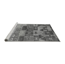 Sideview of Machine Washable Oriental Gray Industrial Rug, wshurb738gry