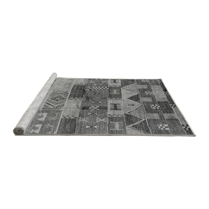 Sideview of Machine Washable Oriental Gray Industrial Rug, wshurb738gry