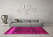 Machine Washable Oriental Pink Industrial Rug in a Living Room, wshurb739pnk