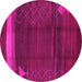 Round Machine Washable Oriental Pink Industrial Rug, wshurb739pnk