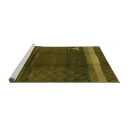 Sideview of Machine Washable Oriental Green Industrial Area Rugs, wshurb739grn