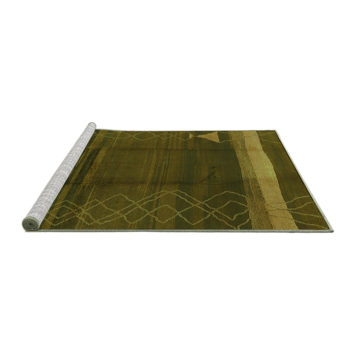 Sideview of Machine Washable Oriental Green Industrial Area Rugs, wshurb739grn