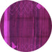 Round Machine Washable Oriental Purple Industrial Area Rugs, wshurb739pur