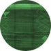 Round Oriental Emerald Green Industrial Rug, urb739emgrn