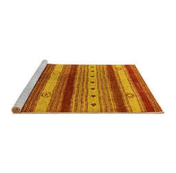 Sideview of Machine Washable Oriental Yellow Industrial Rug, wshurb740yw
