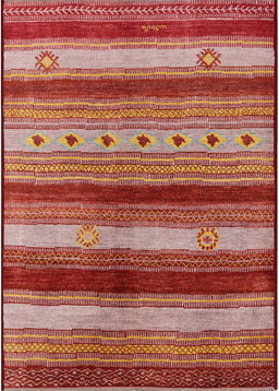 Mid-Century Modern Dark Salmon Pink Oriental Rug, urb740