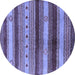 Round Oriental Blue Industrial Rug, urb740blu