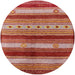 Round Machine Washable Industrial Modern Dark Salmon Pink Rug, wshurb740