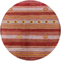 Round Mid-Century Modern Dark Salmon Pink Oriental Rug, urb740