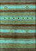 Machine Washable Oriental Turquoise Industrial Area Rugs, wshurb740turq