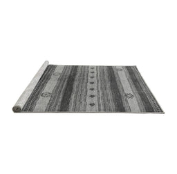 Sideview of Machine Washable Oriental Gray Industrial Rug, wshurb740gry
