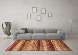 Machine Washable Oriental Brown Industrial Rug in a Living Room,, wshurb740brn