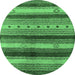 Round Oriental Emerald Green Industrial Rug, urb740emgrn