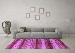 Machine Washable Oriental Purple Industrial Area Rugs in a Living Room, wshurb740pur