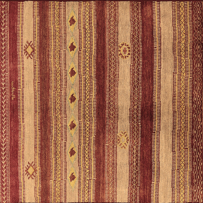 Square Machine Washable Oriental Brown Industrial Rug, wshurb740brn